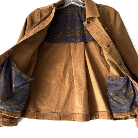PRANA Womens Nikit Walnut Brown Jacket Size S Snap Front Organic Cotton - Picture 8 of 12